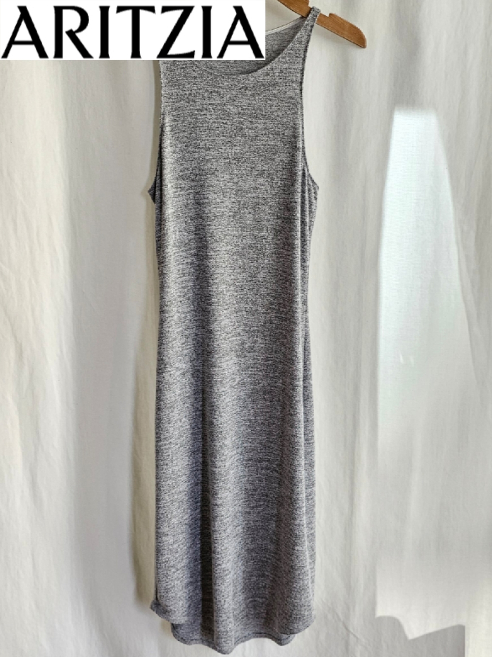 Aritzia Wilfred Free Heather Grey Sleeveless Knit Midi Dress - Picture 2 of 16